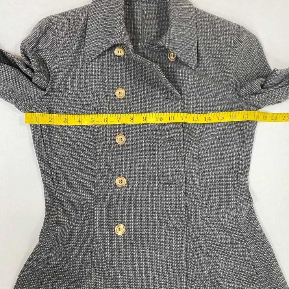 Vintage Giorgio Armani Giacca Donna Double Breasted Charcoal Gray Knit Blazer - Picture 7 of 13